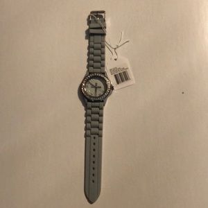 Rhinestone Accented Cross Watch Silver